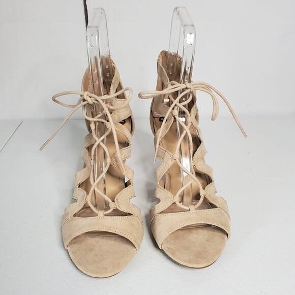 Fergalicious Heartthrob Faux Suede Gladiator Strappy Lace Up Sandals - Picture 3 of 12